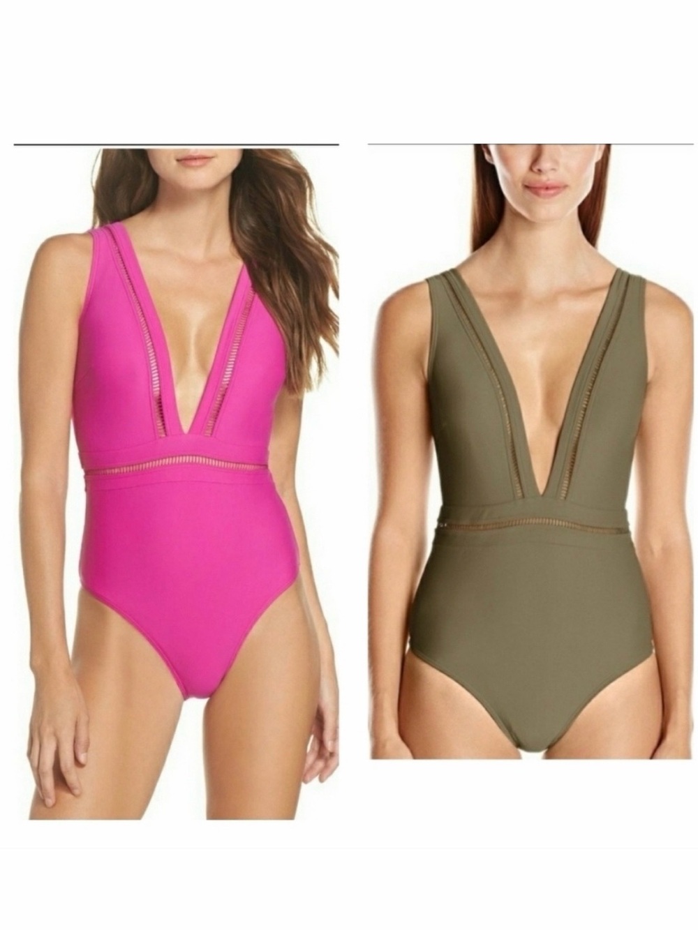Ted Baker London Plunge One Piece Swimsuit Pink
